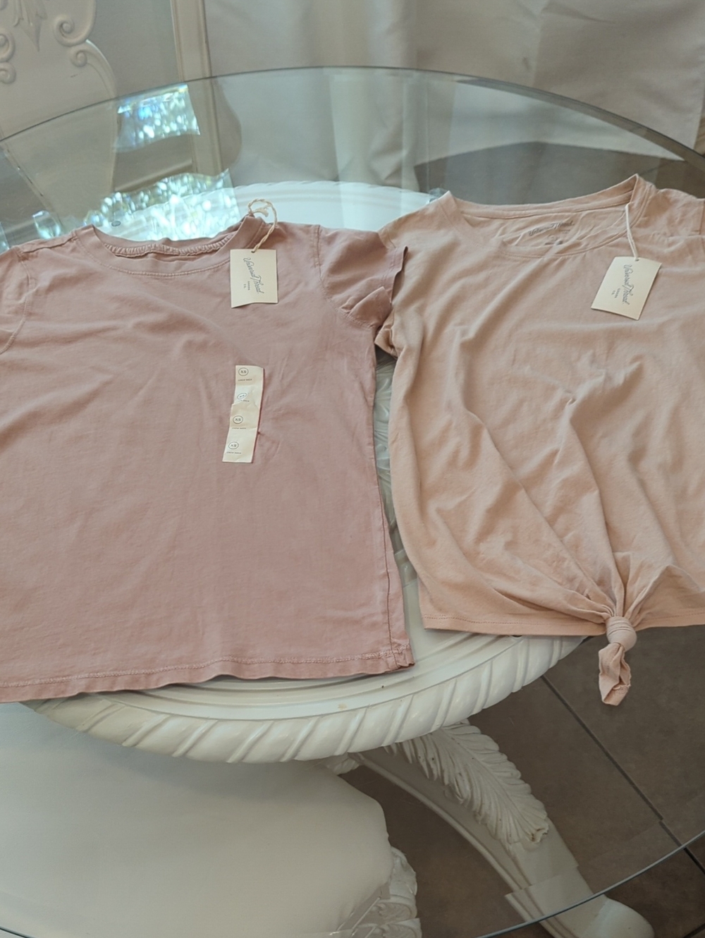 100% Cotton Set Of 2 Nude Tan Crewneck Tees XS